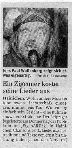 <b>...</b> Bühnenshow der Extraklasse - <b>Jens Paul</b> Wollenberg - Wollenberg